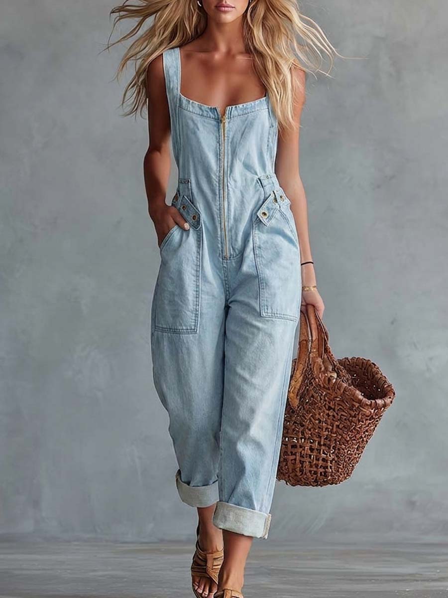 Greta | Salopette in denim lavato dal carattere vintage e moderno