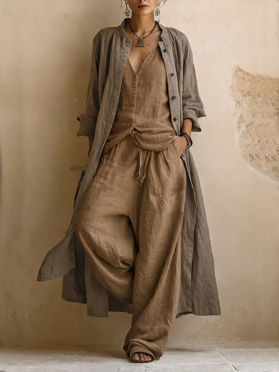 Completo Donatienne — tre pezzi gilet lungo bohémien