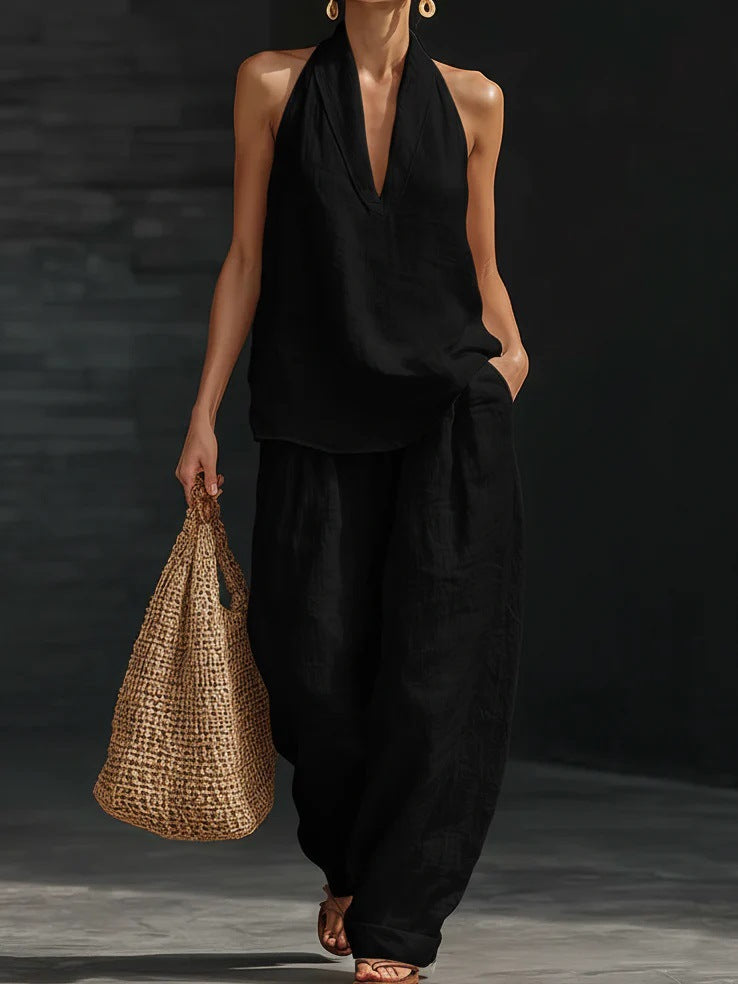 Ensemble Zoë — senza maniche pantaloni larghi