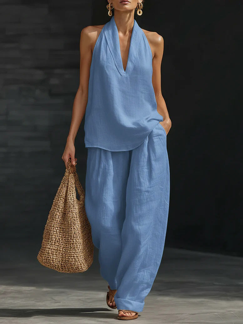 Ensemble Zoë — senza maniche pantaloni larghi