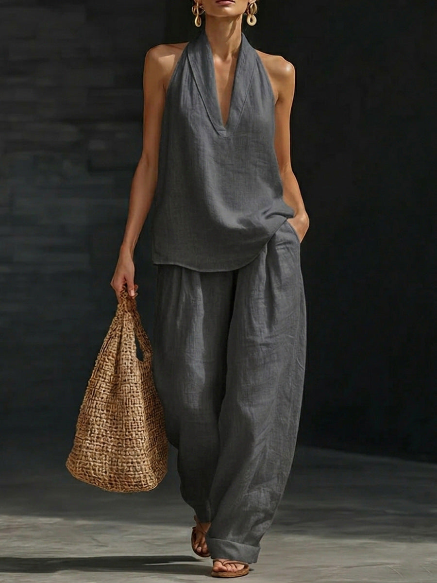 Ensemble Zoë — senza maniche pantaloni larghi