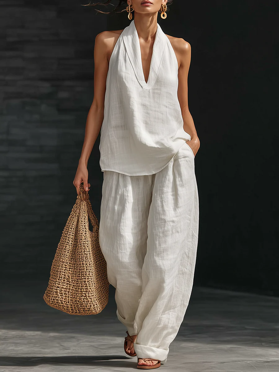 Ensemble Zoë — senza maniche pantaloni larghi
