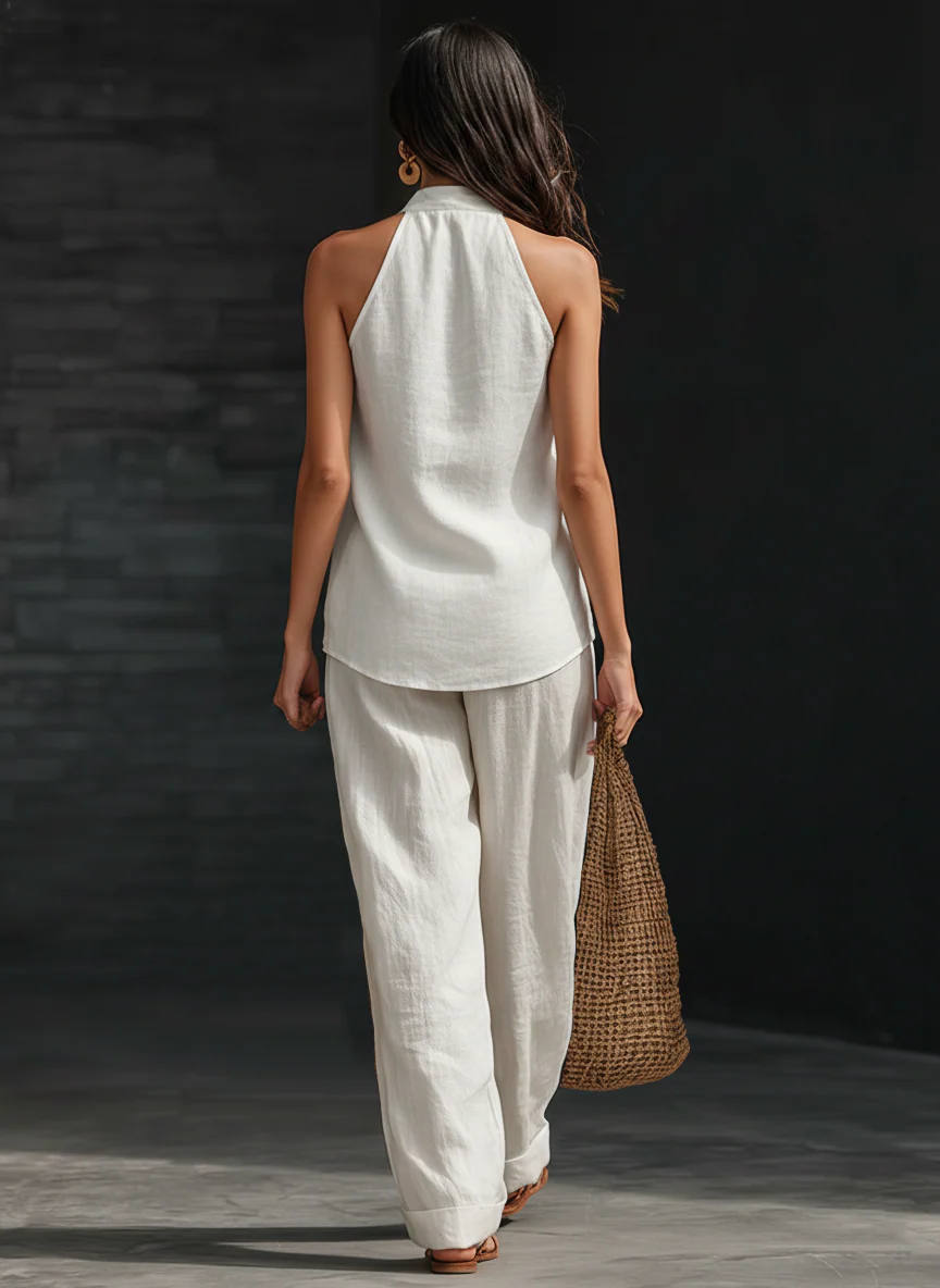 Ensemble Zoë — senza maniche pantaloni larghi