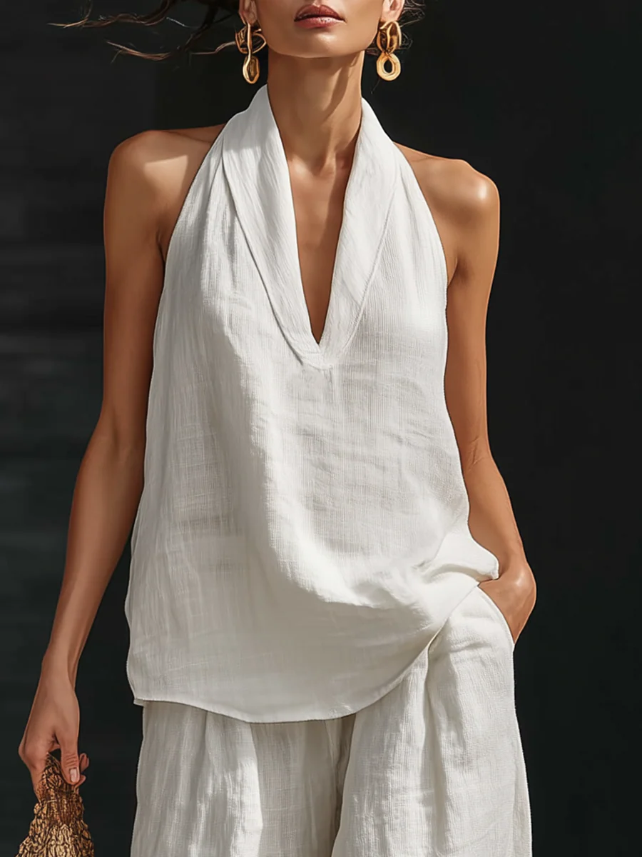 Ensemble Zoë — senza maniche pantaloni larghi