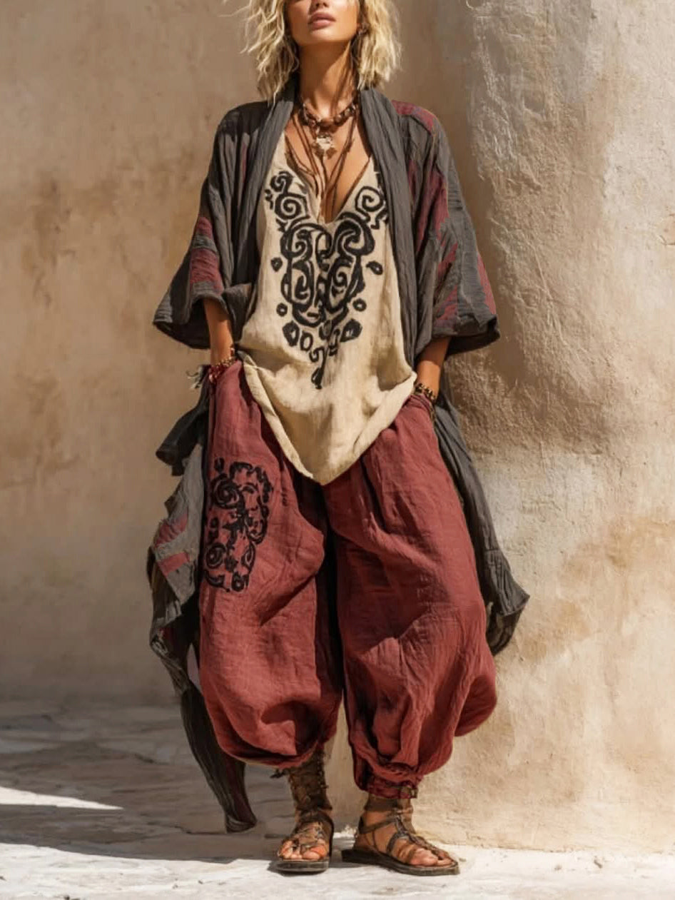 Ornella | Set boho artistico in lino e cotone