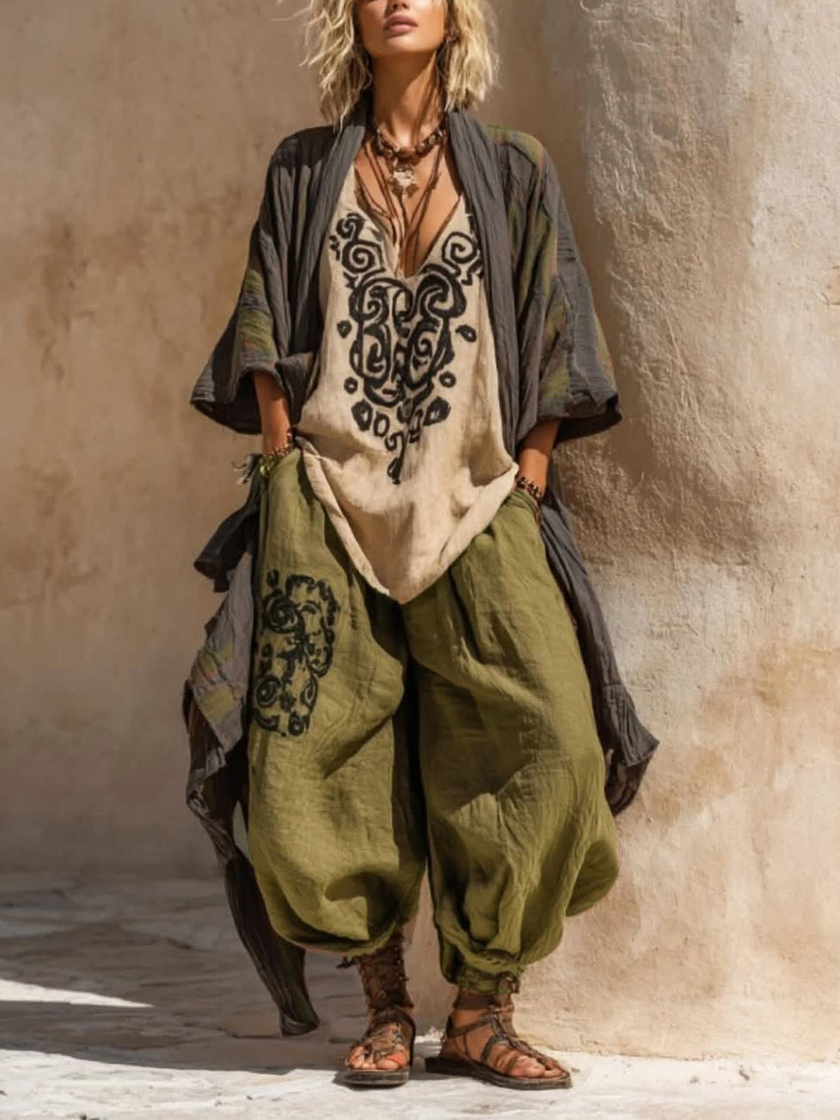Ornella | Set boho artistico in lino e cotone