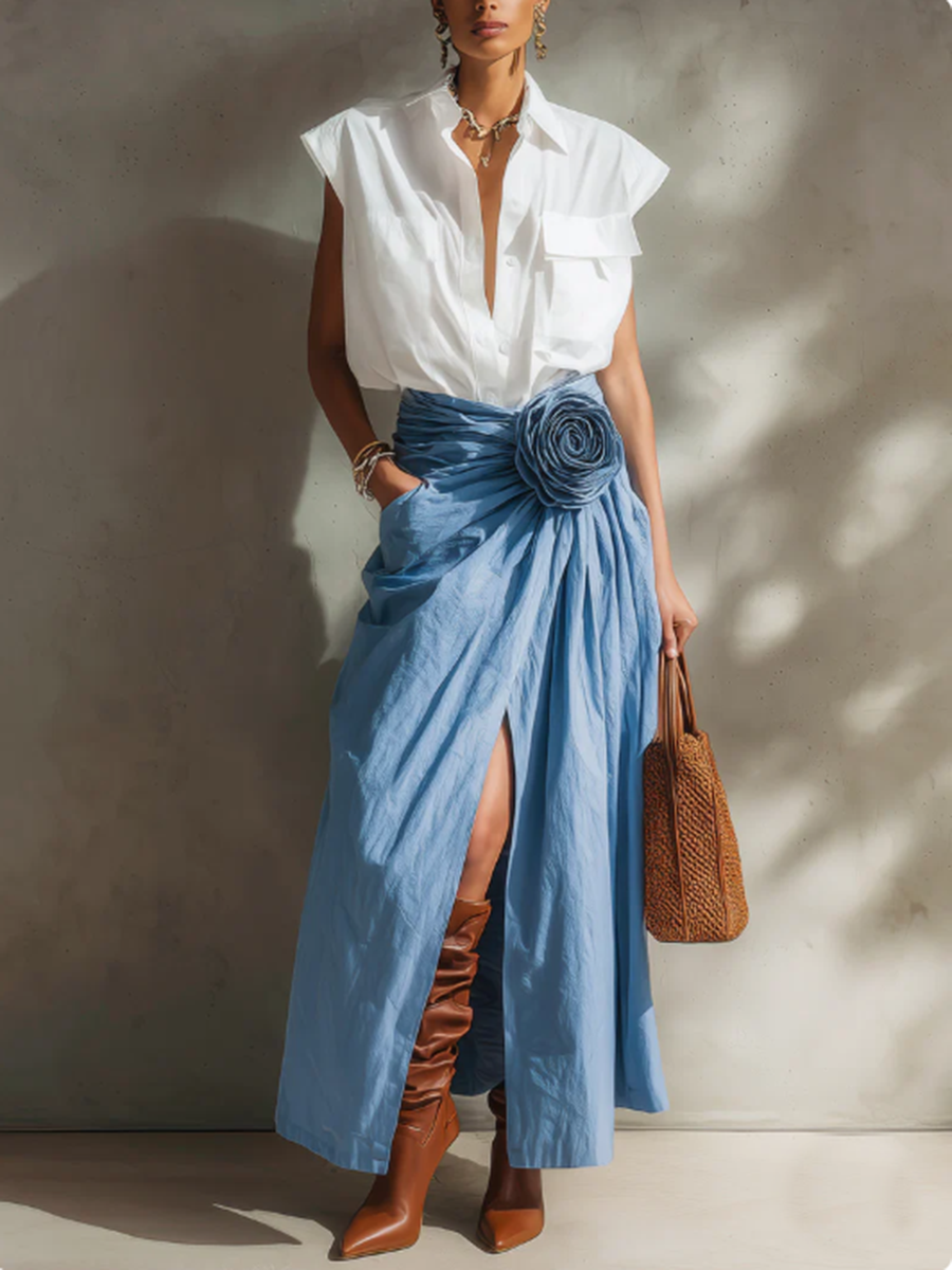 Valentina | Gonna elegante drappeggiata con dettaglio floreale