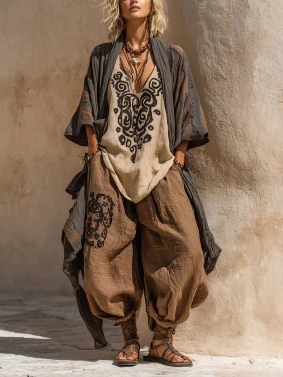 Ornella | Set boho artistico in lino e cotone
