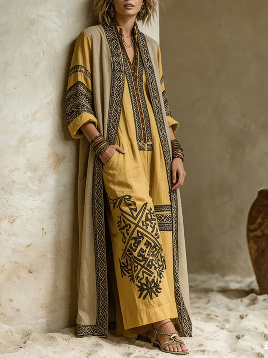 Fiorella | Set bohémien imperiale in lino dorato