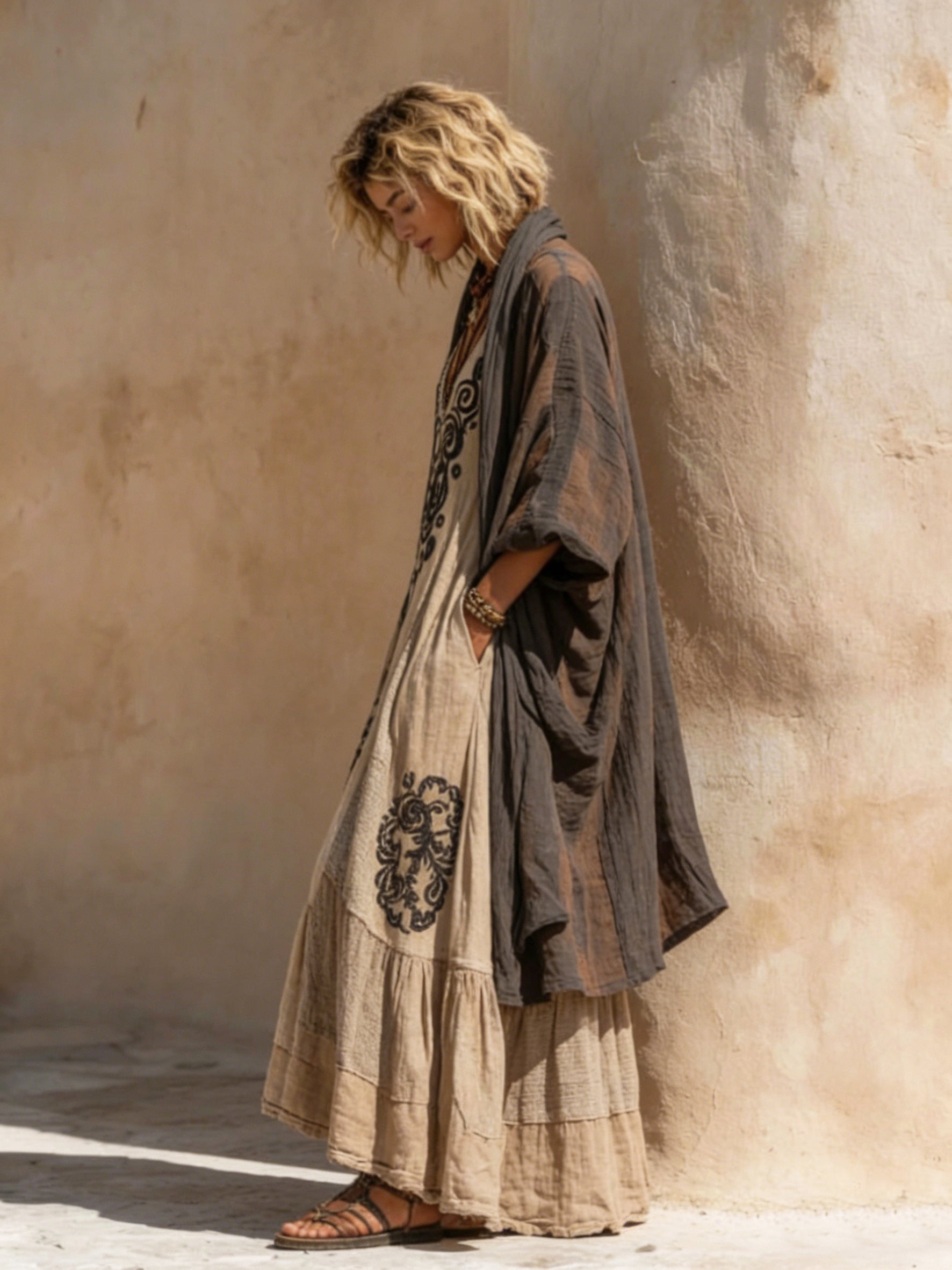 Azzurra | Set bohémien elegante in lino naturale
