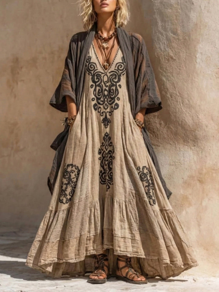 Azzurra | Set bohémien elegante in lino naturale